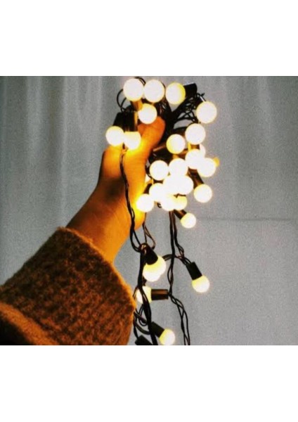 Yılbaşı Ağacı Işığı 4m 20 LED Sarı Günışığı Top Işık, Animasyonlu, Renkli Parıltı