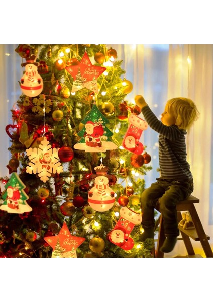 3 Metre Gün Işığı Salkım LED Işık Noel Baba Çam Ağacı Kar Tanesi Çorap Yıldız Kardan Adam Firgürlü