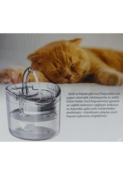 Ev Hayvanları Için Sessiz Şeffaf Otomatik Sirkülasyonlu Su Sebili (Adaptörlü) fiyatları