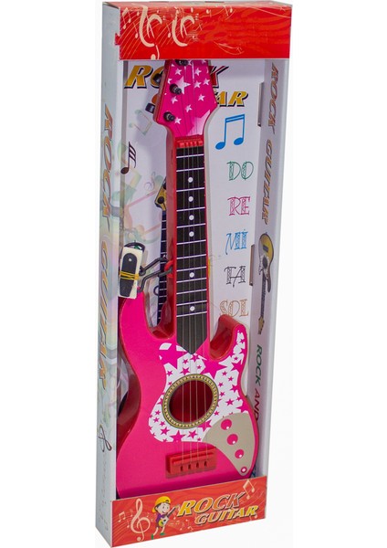 Oyuncak Rock Gitar Metal Telli 45 cm Pembe