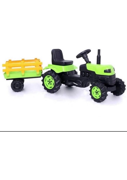 Pedallı Traktör Römorklu Yeşil