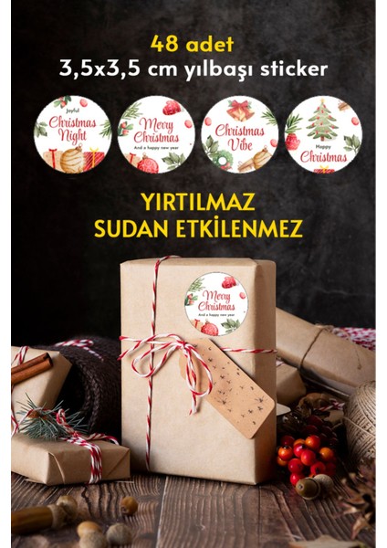 Yılbaşı Temalı Küçük Sticker Set4 - 48 Adet
