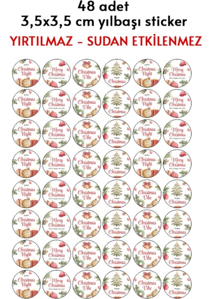 Yılbaşı Temalı Küçük Sticker Set4 - 48 Adet