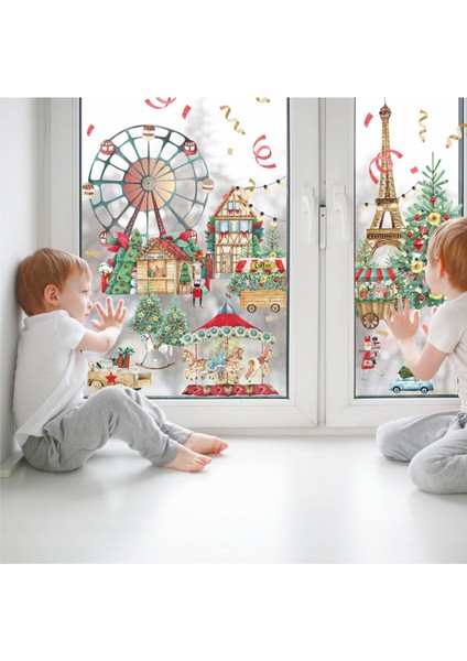Yılbaşı-Noel Fuarı Çocuk Bebek Odası Sticker Seti Yılbaşı Süsü Yeni Yıl Kış Konsepti
