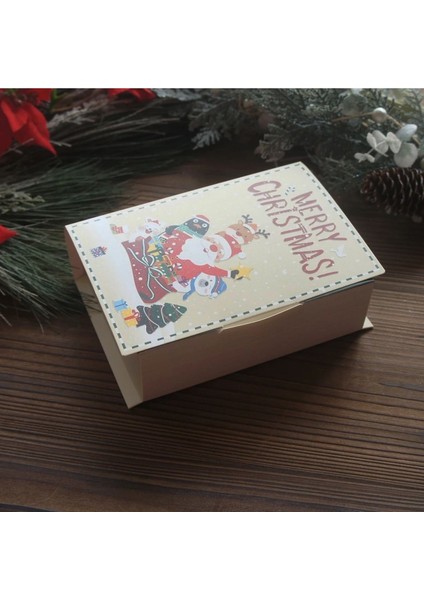 Yılbaşı Temalı Noel Baba Desenli Kitap Şeklinde Hediye Çikolata Şeker Kutusu