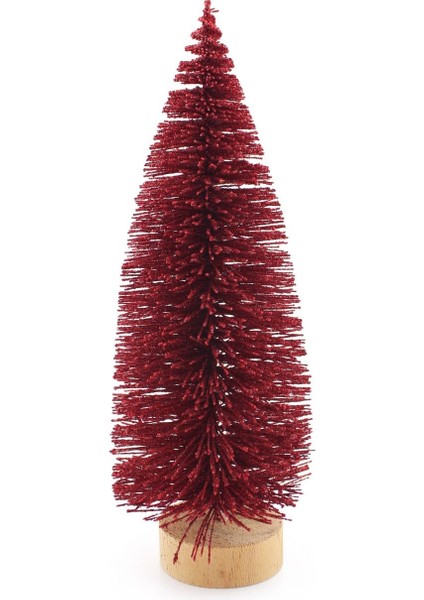 21CM Mini Ahşap Ayaklı Kırmızı Renkli Çam Ağacı