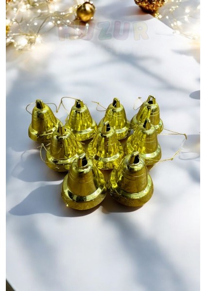 Yılbaşı Çam Ağacı Çan Süs Gold Ipli 9'lu 3 cm Yeni Yıl Ağaç Süsü Gold Altın Sarısı Renk Zil Parlak fiyatları