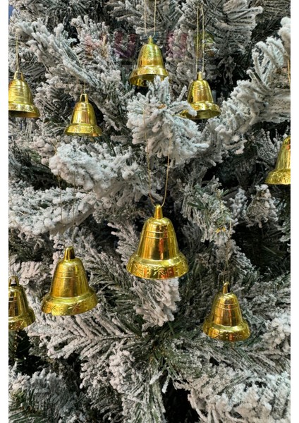 Yılbaşı Çam Ağacı Çan Süs Gold Ipli 9'lu 3 cm Yeni Yıl Ağaç Süsü Gold Altın Sarısı Renk Zil Parlak fırsatları