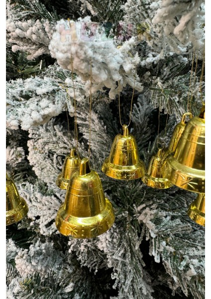 Yılbaşı Çam Ağacı Çan Süs Gold Ipli 9'lu 3 cm Yeni Yıl Ağaç Süsü Gold Altın Sarısı Renk Zil Parlak indirimleri