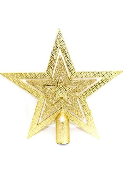 1 Adet 10 cm Yılbaşı Çam Ağacı Gold Yıldız Tepelik Küçük Boy Gold Tepe Yıldızı fırsatları