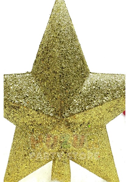 Parlak altın sarısı simli yılbaşı çam ağacı tepeliği 20x19 cm, şık ve göz alıcı tasarım indirimleri