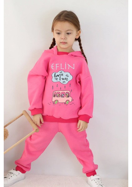 Isme Özel Şardonlu Kapişonlu Kız Bebek Takımı