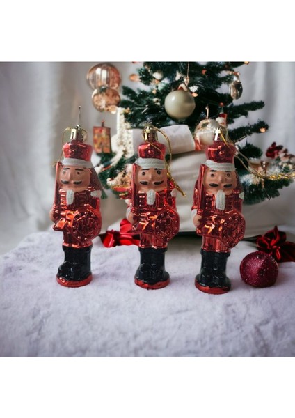 3 Adet Fındıkkıran Asker (7 Cm) Nutcracker Çam Ağacı Süsü Yılbaşı Doğum Günü Parti Süslemeleri