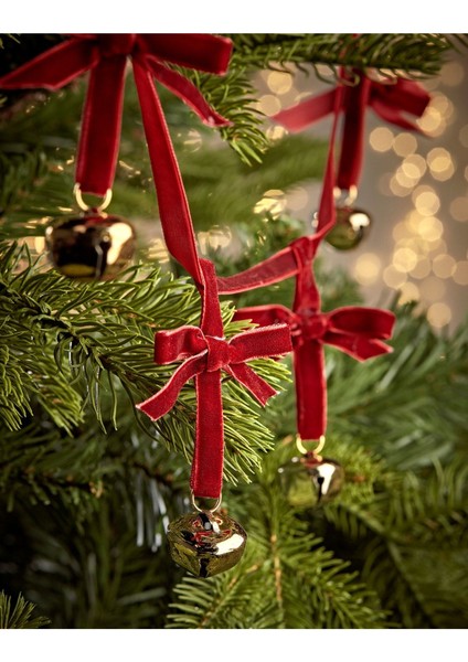 Yılbaşı Kadife Kurdele Gold Zilli Zincir Noel Çam Ağaç Süsü fiyatları