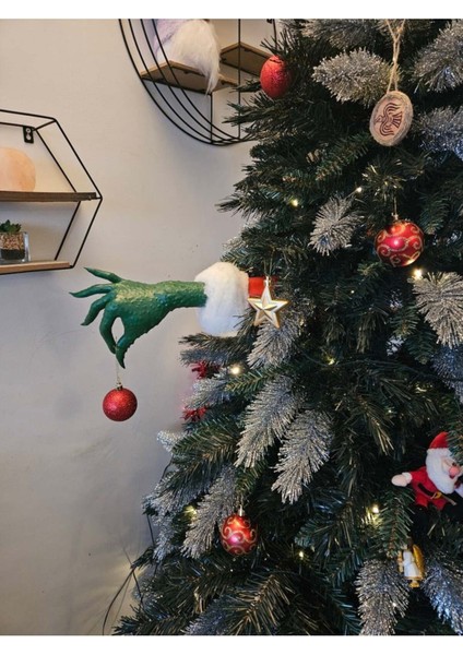 Yeşil Grinch Eli Yılbaşı Süsü, Çam Ağacı Dekoru, Sevimli ve Renkli