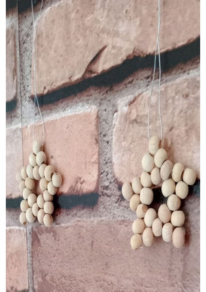 5 Adet Dekoratif Ahşap Boncuklu Mini Yıldız (5cm) Yılbaşı Süsü fırsatları