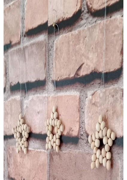 5 Adet Dekoratif Ahşap Boncuklu Mini Yıldız (5cm) Yılbaşı Süsü indirimleri