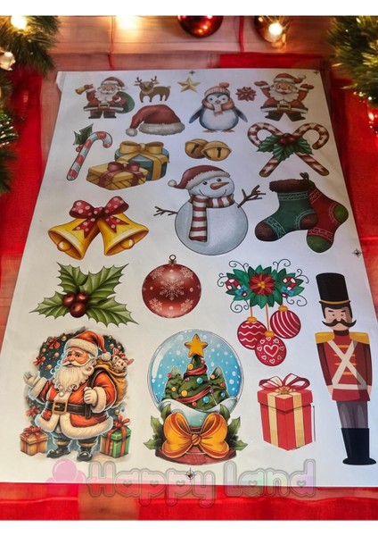 Yılbaşı Sticker Cam Duvar Dekor Masa Süsleme Yılbaşı Yapıştırma Dekoratif Sticker Seti