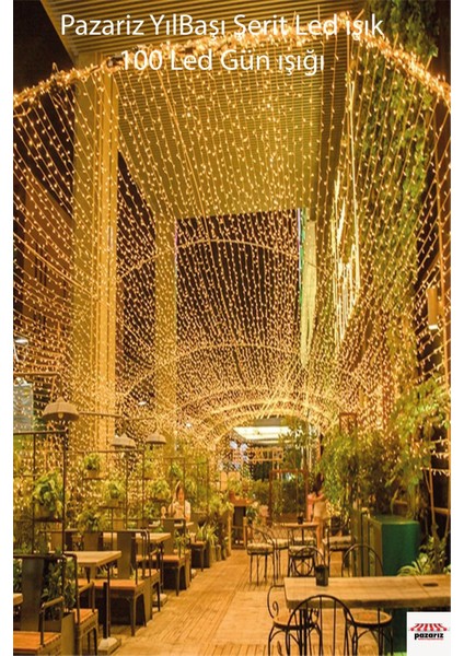 100 Ledli Günışığı Renkli 10 mt LED Yılbaşı Ağaç Süsü Sarkıt Işık