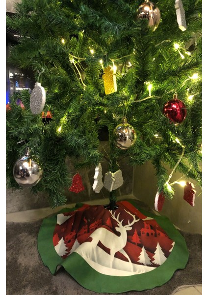 Yılbaşı Çam Ağacı Altı Ayak Örtüsü Yıkanabilir Kumaş Cırtlı 70X70 2302