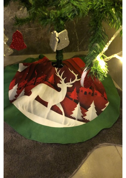 Yılbaşı Çam Ağacı Altı Ayak Örtüsü Yıkanabilir Kumaş Cırtlı 70X70 2302 modelleri