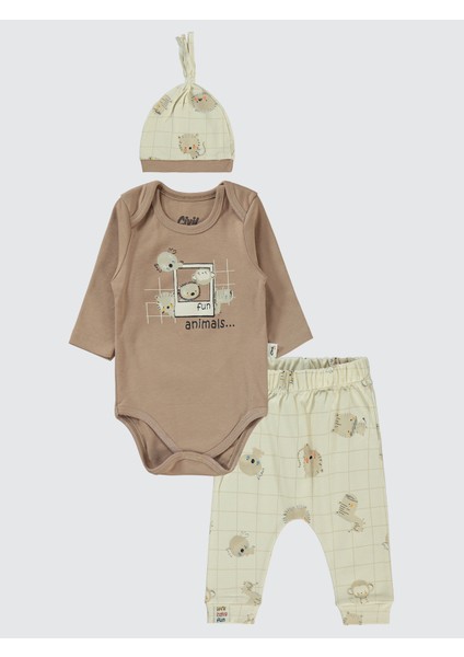 Erkek Bebek 3'lü Takım 6-18 Ay Kahve