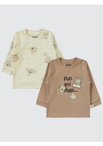 Erkek Bebek 2'li Sweatshirt 6-18 Ay Kahve