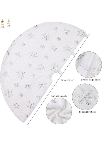 Yılbaşı Ağacı Örtüsü Lüks Peluş Kar Tanesi Baskılı 90 cm fiyatları