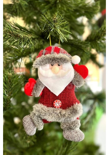 Peluş Noel Baba Yılbaşı Ağacı Asmalık 18 cm Süs Kırmızı Gri Kıyafetli Üst Kalite Ağaç Çam Süsü fiyatları