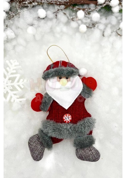 Peluş Noel Baba Yılbaşı Ağacı Asmalık 18 cm Süs Kırmızı Gri Kıyafetli Üst Kalite Ağaç Çam Süsü modelleri