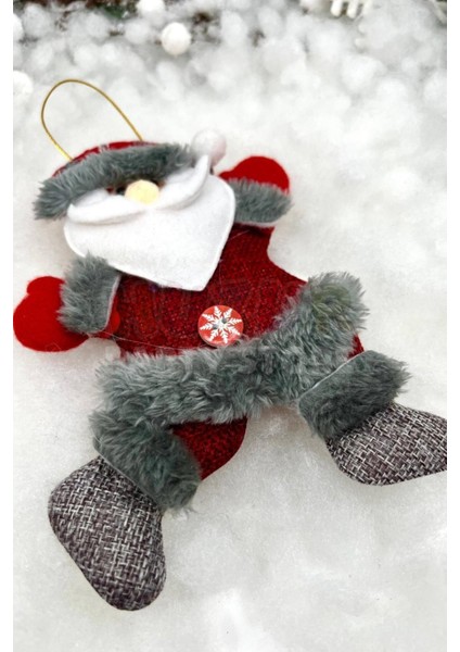 Peluş Noel Baba Yılbaşı Ağacı Asmalık 18 cm Süs Kırmızı Gri Kıyafetli Üst Kalite Ağaç Çam Süsü fırsatları