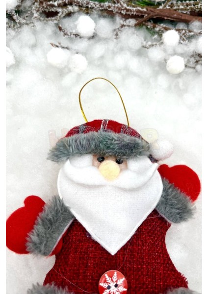 Peluş Noel Baba Yılbaşı Ağacı Asmalık 18 cm Süs Kırmızı Gri Kıyafetli Üst Kalite Ağaç Çam Süsü indirimleri