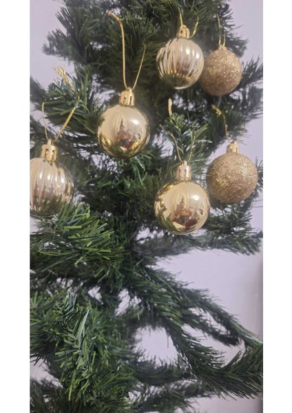 Yılbaşı Ağacı Süsü 4 cm Cici Gold Küre Top Süs Parlak Yılbaşı Süsleri Gold Küre Süs fiyatları