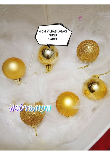 Yılbaşı Ağacı Süsü 4 cm Cici Gold Küre Top Süs Parlak Yılbaşı Süsleri Gold Küre Süs indirimleri