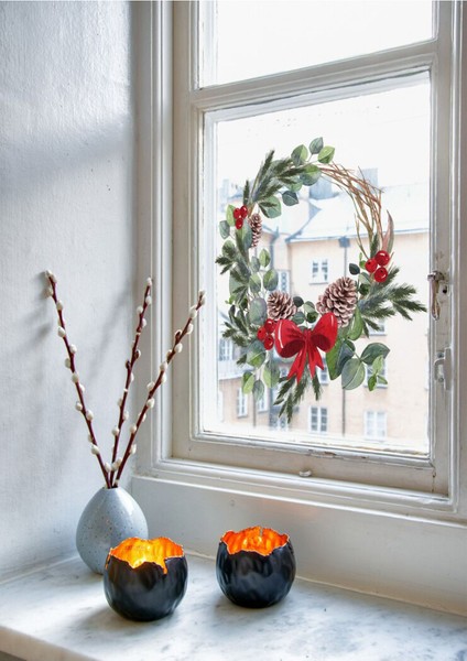 Yılbaşı Çelenk Cam Stickerı