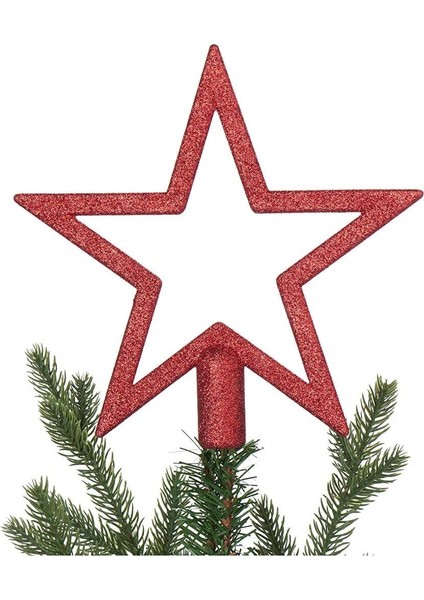 Kırmızı Parlak Yılbaşı Ağacı Yıldız Tepe Süsü 18 cm