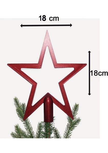 Kırmızı Parlak Yılbaşı Ağacı Yıldız Tepe Süsü 18 cm modelleri