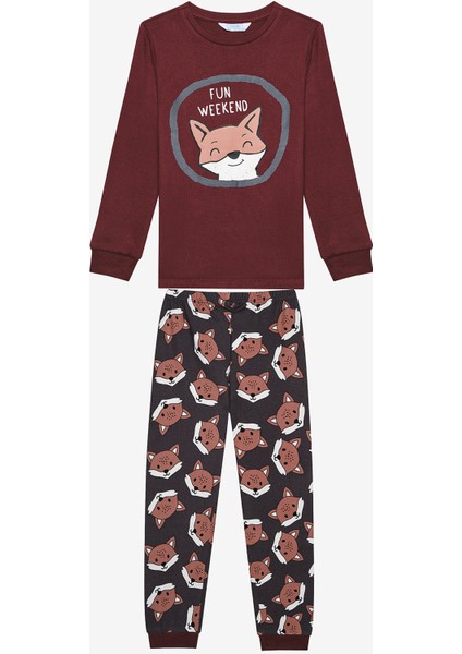 Erkek Çocuk Fun Fox Antik Yeşil Termal Pijama Takımı