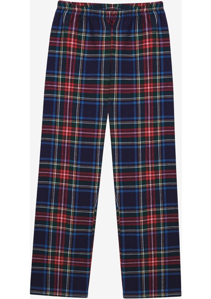 Pamuklu Unisex Çocuk Navy Plaid Fam Kırmızı Gömlek Pijama Takımı