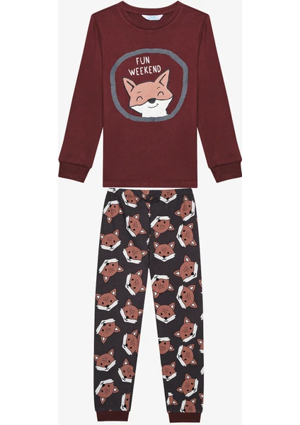 Erkek Çocuk Fun Fox Antik Yeşil Termal Pijama Takımı