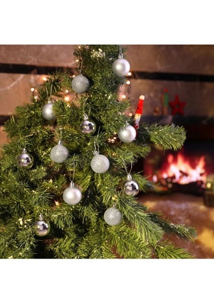12'li Gümüş 3,5 cm Yılbaşı Topu, 12'li Noel Topu, 12'li Çam Ağacı Topu, 12 Süs Topu