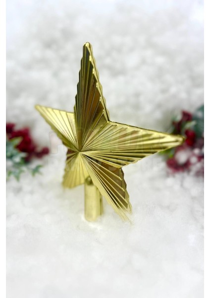 Yılbaşı Çam Ağacı Tepeliği Gold Renk Parlak 20X20 cm Altın Sarısı Yeni Yıl Sert Yıldız Tepelik fırsatları