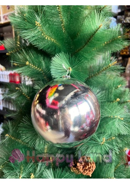 Yılbaşı Ağacı Süsü Büyük Boy 12 cm Yılbaşı Topu Gümüş Renk Parlak 1 Adet Yılbaşı Topu fiyatları