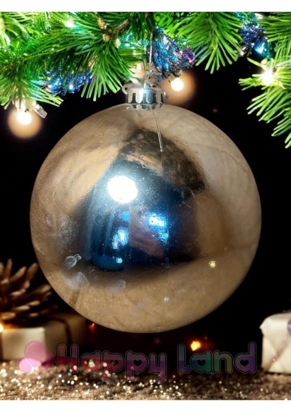 Yılbaşı Ağacı Süsü Büyük Boy 12 cm Yılbaşı Topu Gümüş Renk Parlak 1 Adet Yılbaşı Topu fırsatları