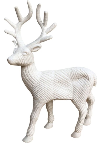 Yılbaşı Çam Ağacı Süsü Beyaz Geyik 22 cm