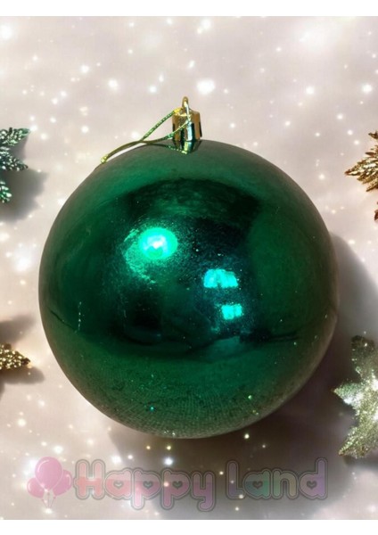 Yılbaşı Ağacı Süsü Büyük Boy 12 cm Yılbaşı Topu Yeşil Renk Parlak 1 Adet Yılbaşı Topu