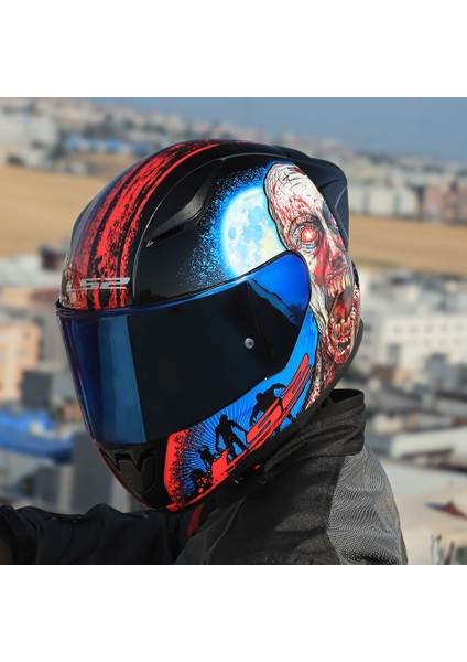 Rapıd 2 Race Zombıe Fullface Motosiklet Kaskı Mavi Camlı fiyatları