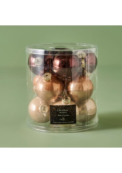 Christmas Yılbaşı Süsü 12'li Kahverengi (6 Cm)