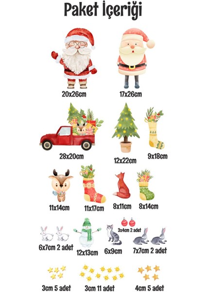 Yılbaşı Temalı Çok Renkli Cam Vitrin Çocuk ve Bebek Odası Sticker Seti fırsatları