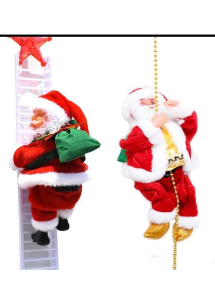 Kırmızı Zincire Tırmanan Müzikli Noel Baba